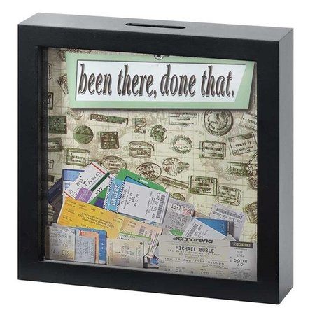 DICKSONS Dicksons 246631 Been There And Done That Wood Shadow Box Ticket Stub Holder; Black - 7 x 7 in. 246631